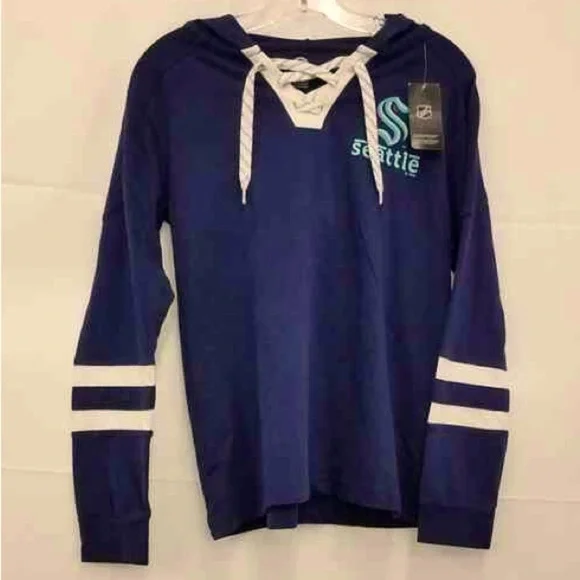NWT [NHL] Seattle Kraken 🐙 Lace-Up Long-Sleeved Hooded Top Women’s Sz XL 16/18 - Picture 2 of 9